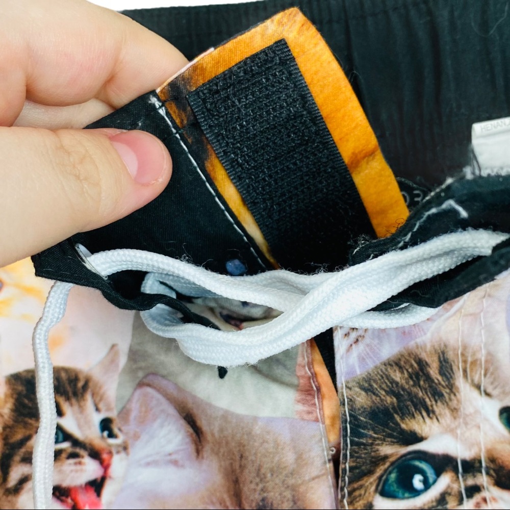 Bioworld Kitten Novelty Cat Print Hybrid Dad Board Shorts Swim Trunks White L - Picture 7 of 13